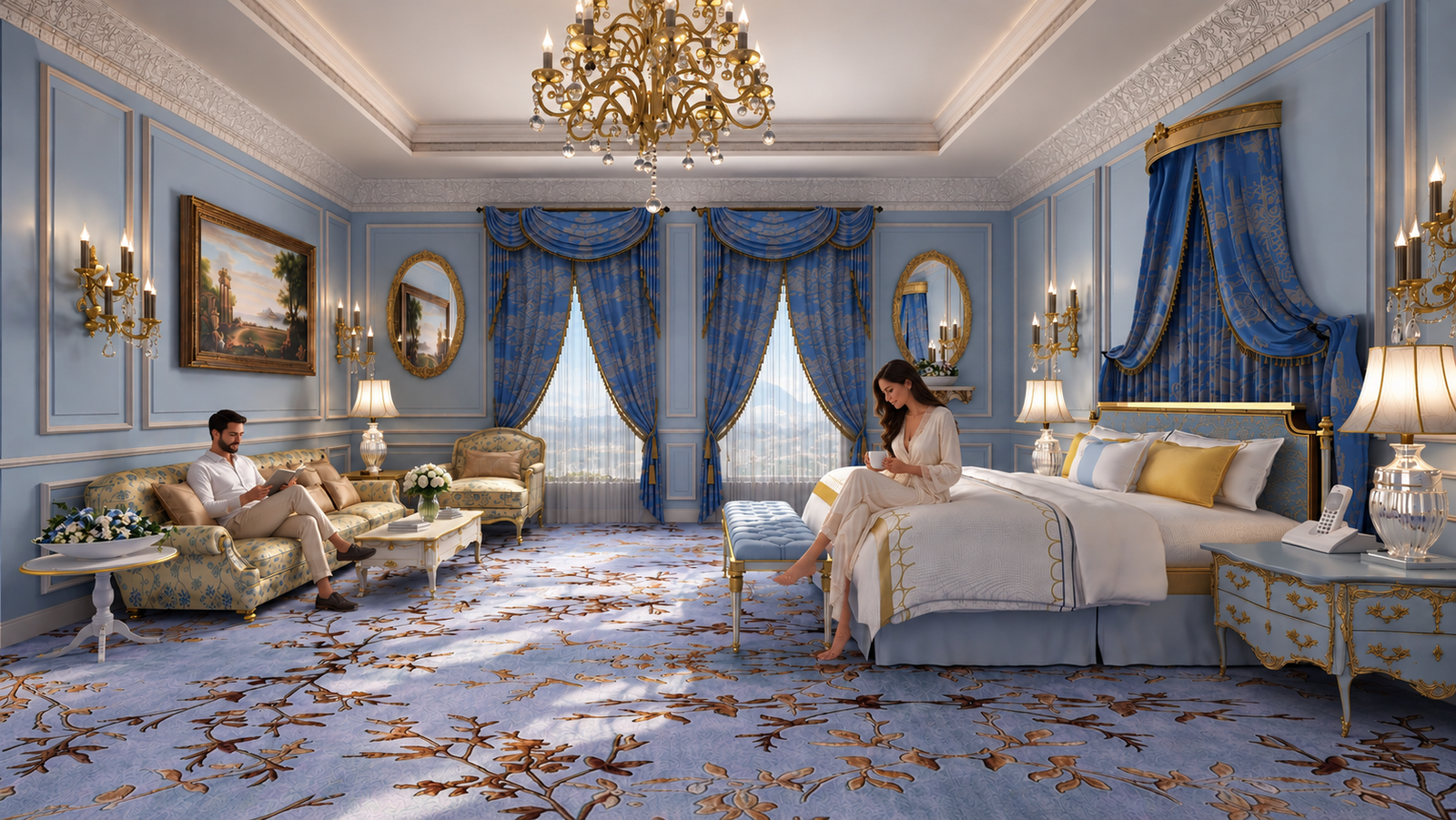 rendering studio animation visualization services design Idea residential hotel bungalow Interior designers bedroom luxury firm company companies agency royal style