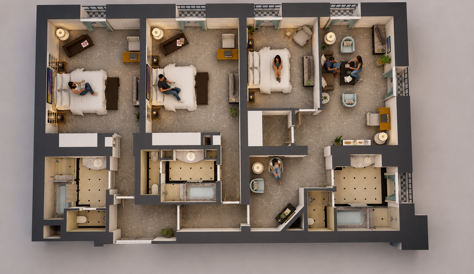 studio animation visualization services design Idea company companies firms designers agency modelling home floor plan 3 bedroom livingroom 2000 sq architectur