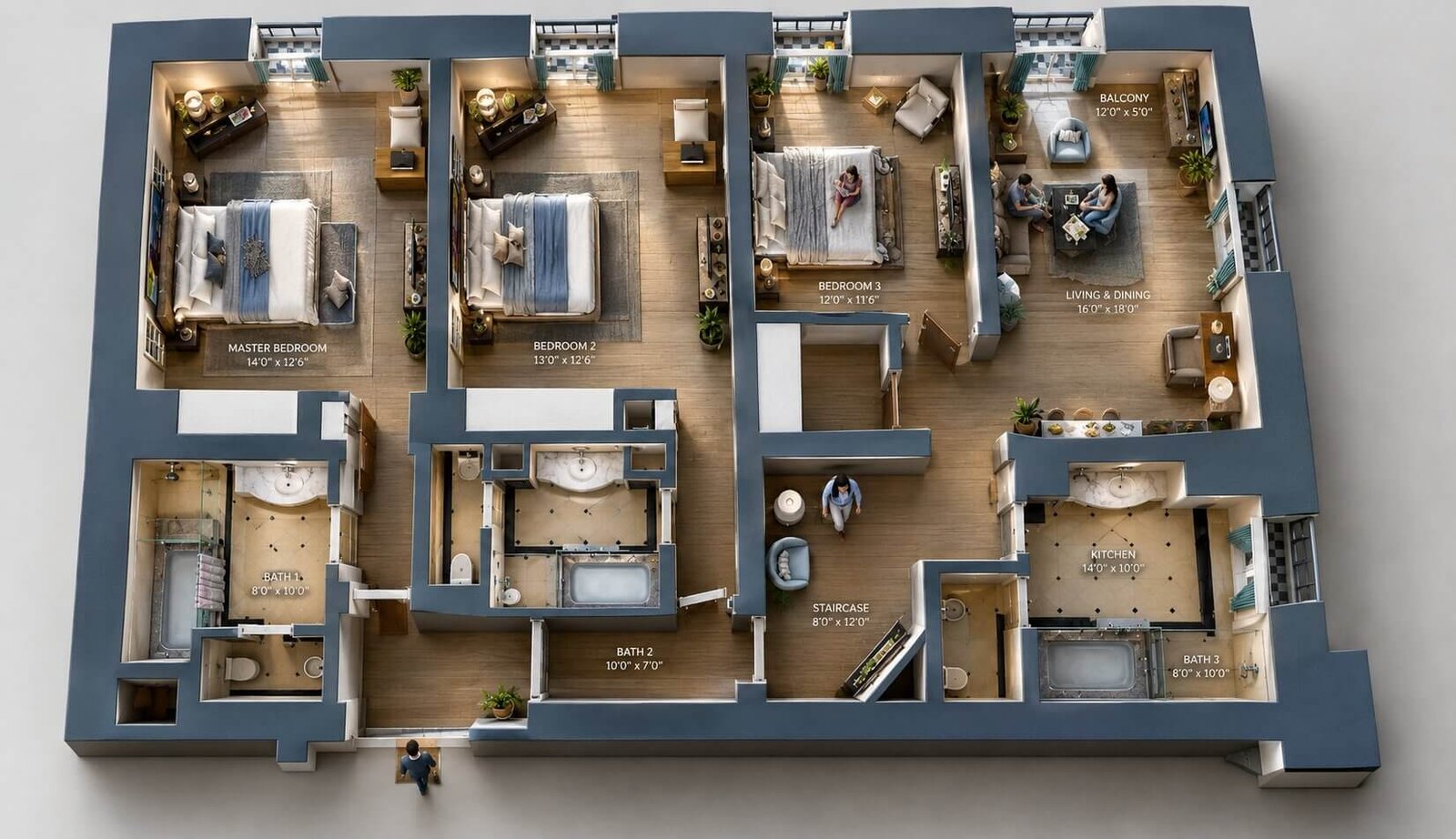 3-bedroom home floor plan design — Canada 3D Rendering Studio
