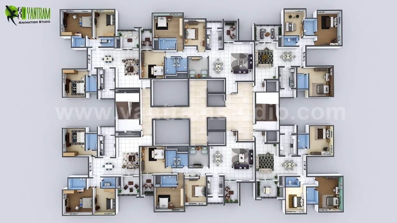 yantram studio modern multi creative 3d floor plan apartment design by yantram architectural developer studio