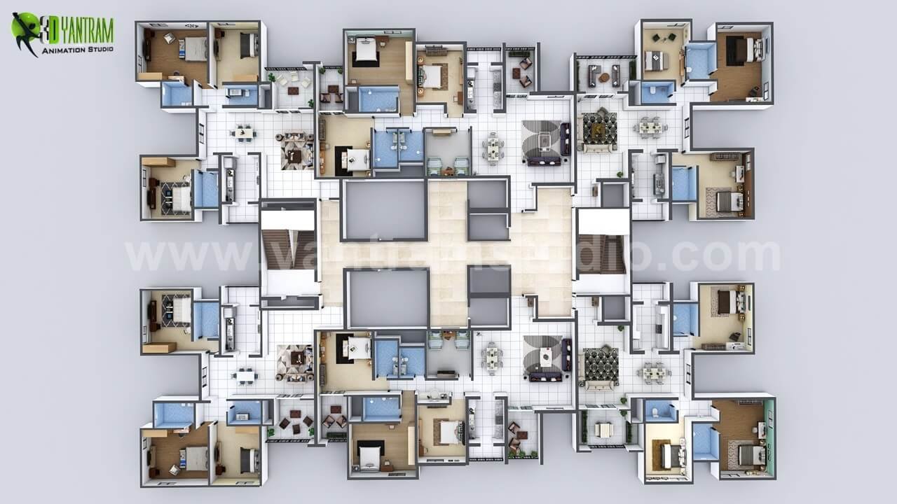 yantram studio modern multi creative 3d floor plan apartment design by yantram architectural developer studio