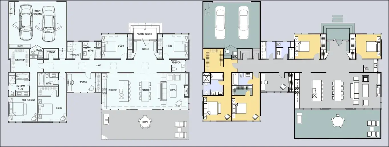 sketch to 2d floor plan services studio rendering animation 3