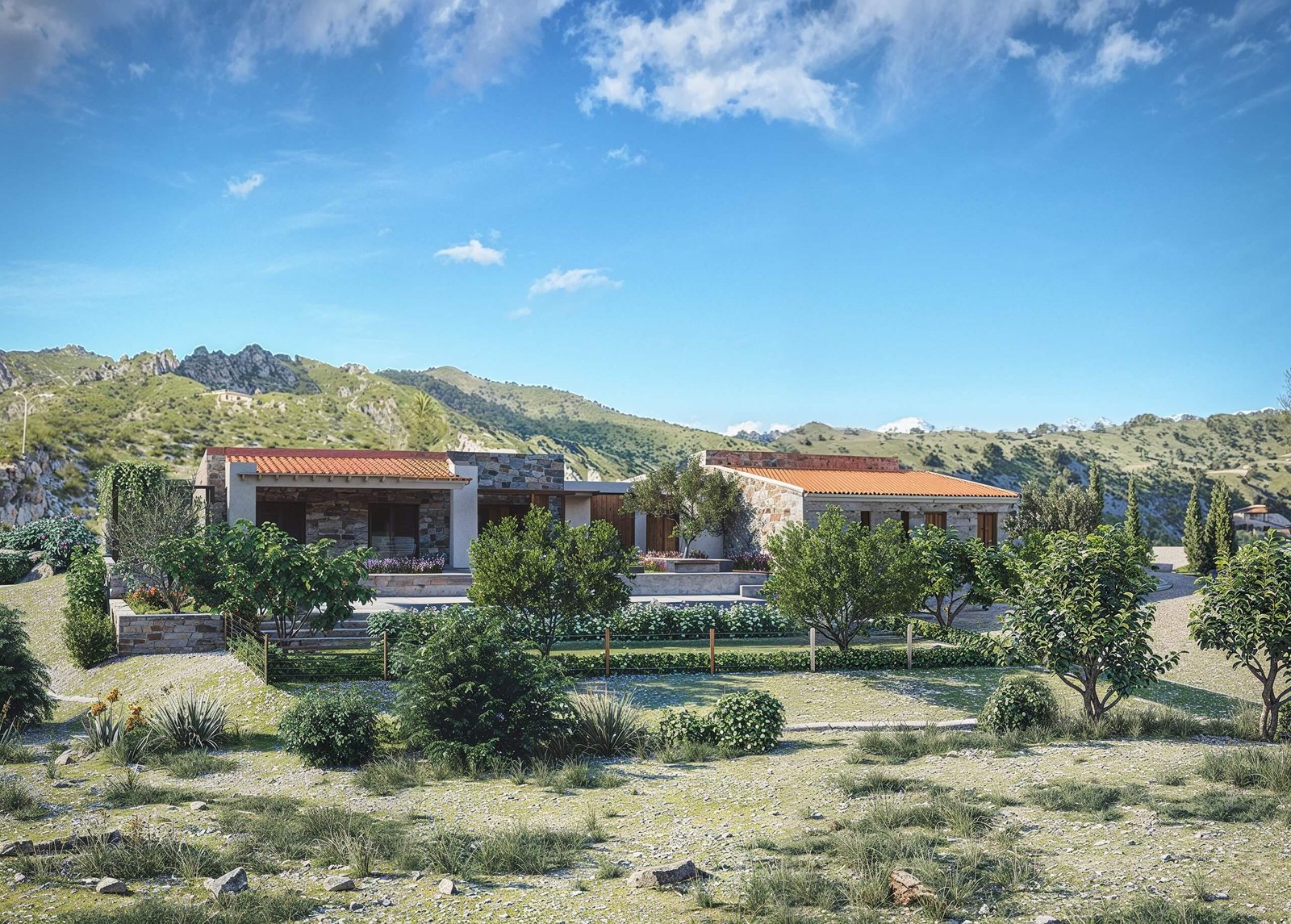 Artistic rendering of a luxury villa in a landscaped setting. — Photorealistic Architectural Design Ukraine