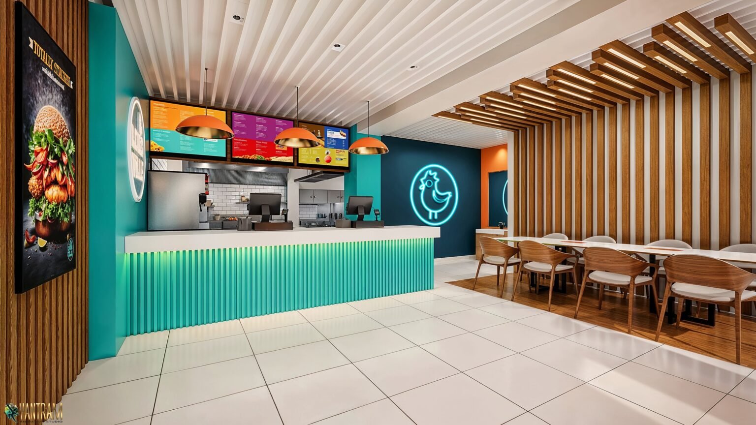 3D Interior Rendering Studio Chicken Shop in Tokyo
