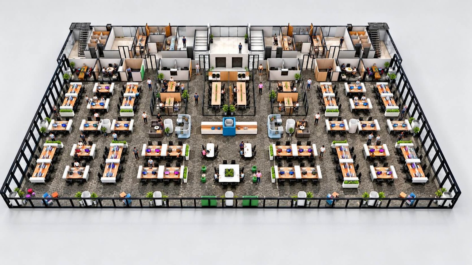 Creative 3D floor plan for commercial office design — Bangalore 3D Rendering Studio