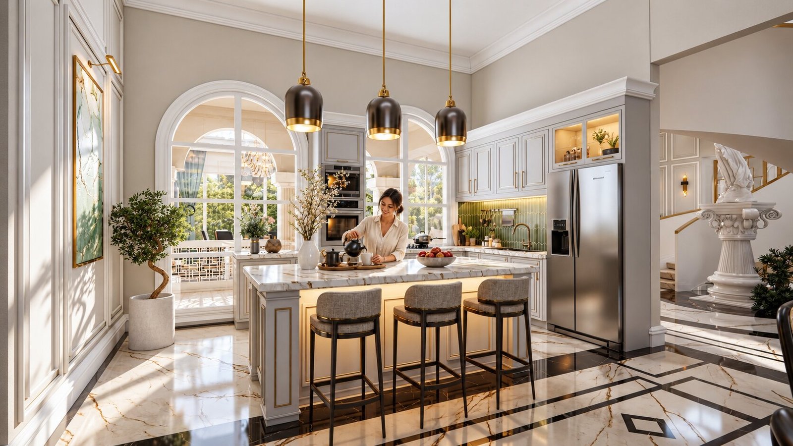 Modern kitchen design enhanced by interior rendering — Custom Kitchen Interior Rendering