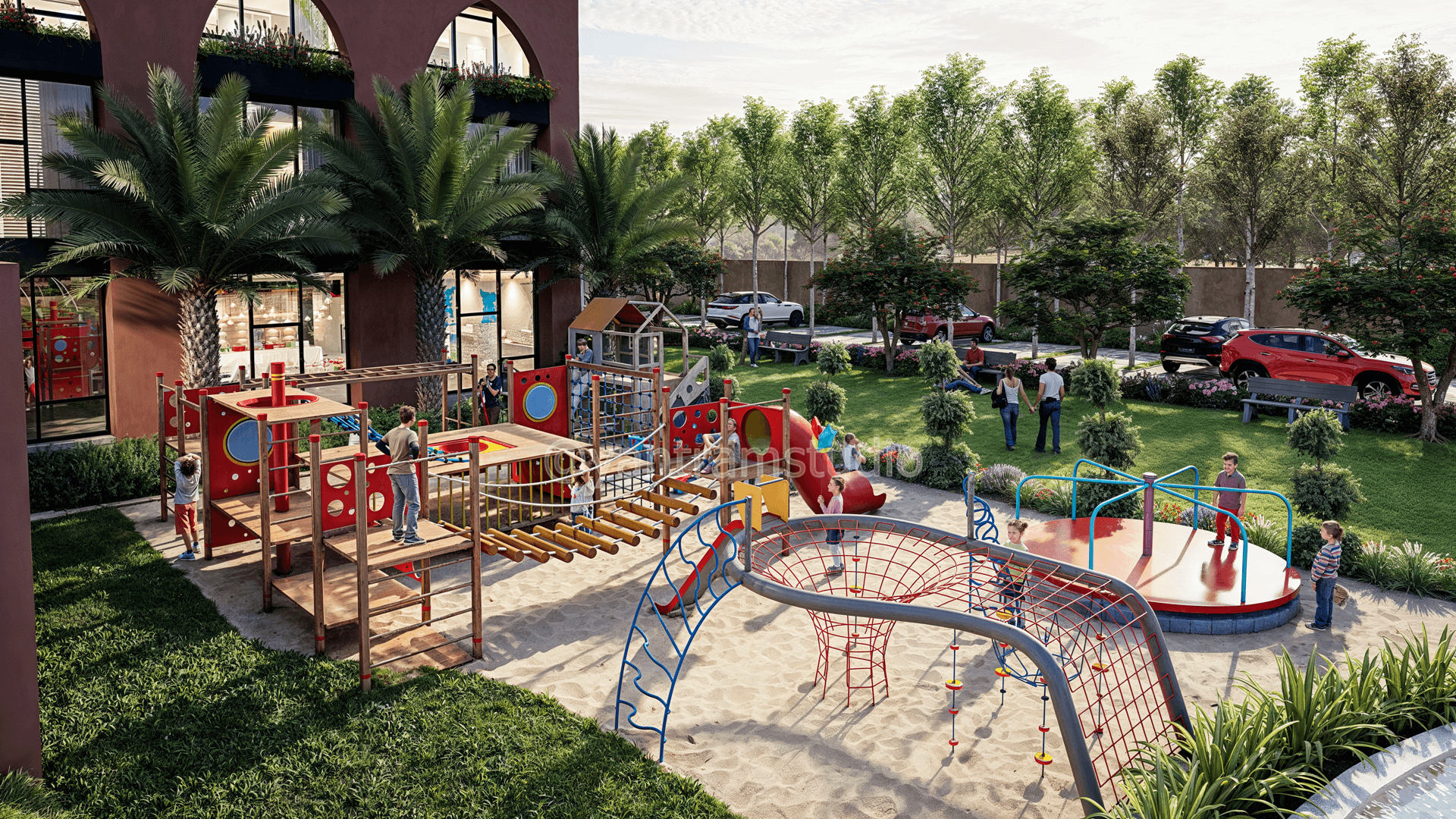 Vibrant Playground Render by Leading 3D Exterior Visualization Companies