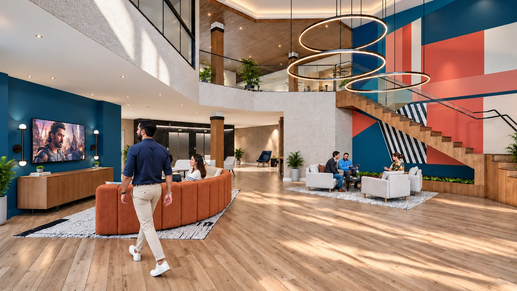 Spacious office interior with modern furnishings