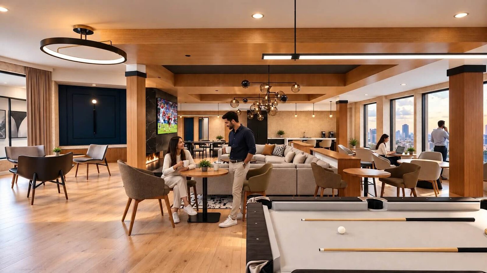 A lounge area designed for comfort and style with 3D visualization. — 3D Interior Rendering Usa
