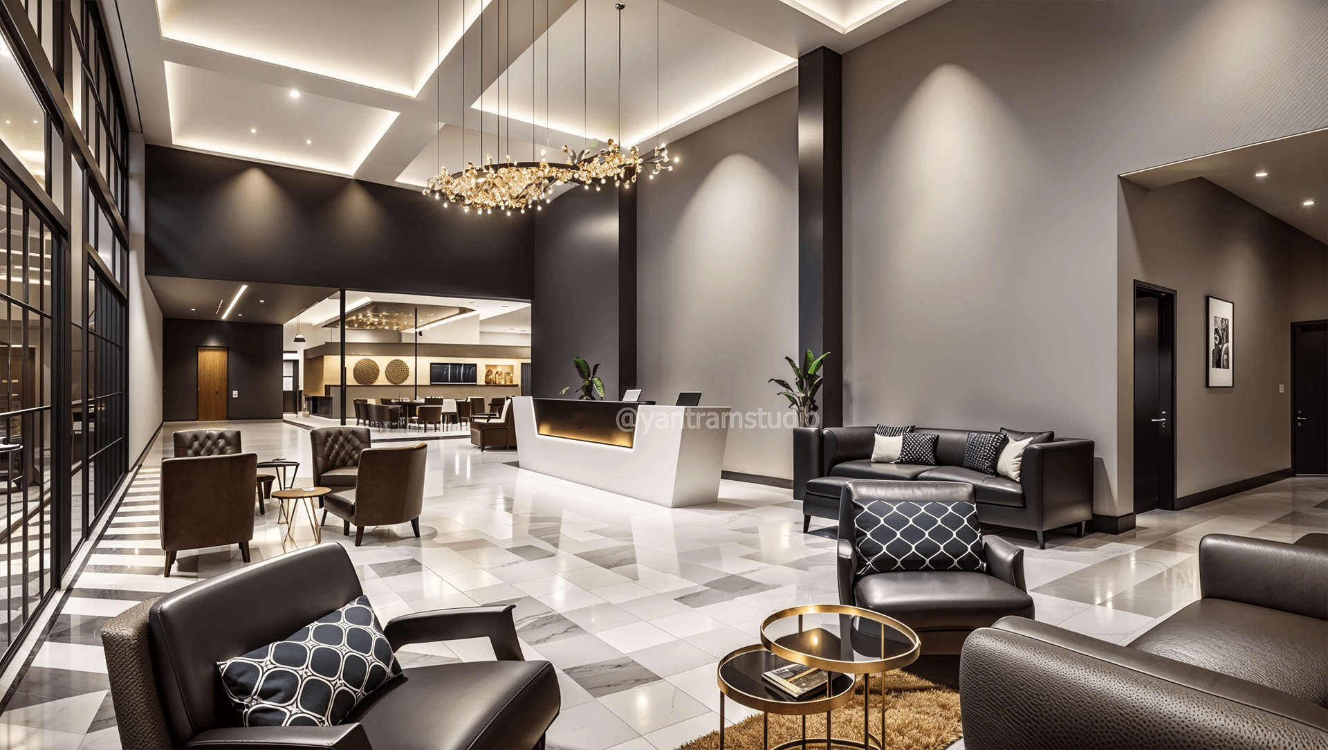 Elevating Entrances Lobby Design Visualized with Interior Rendering Services