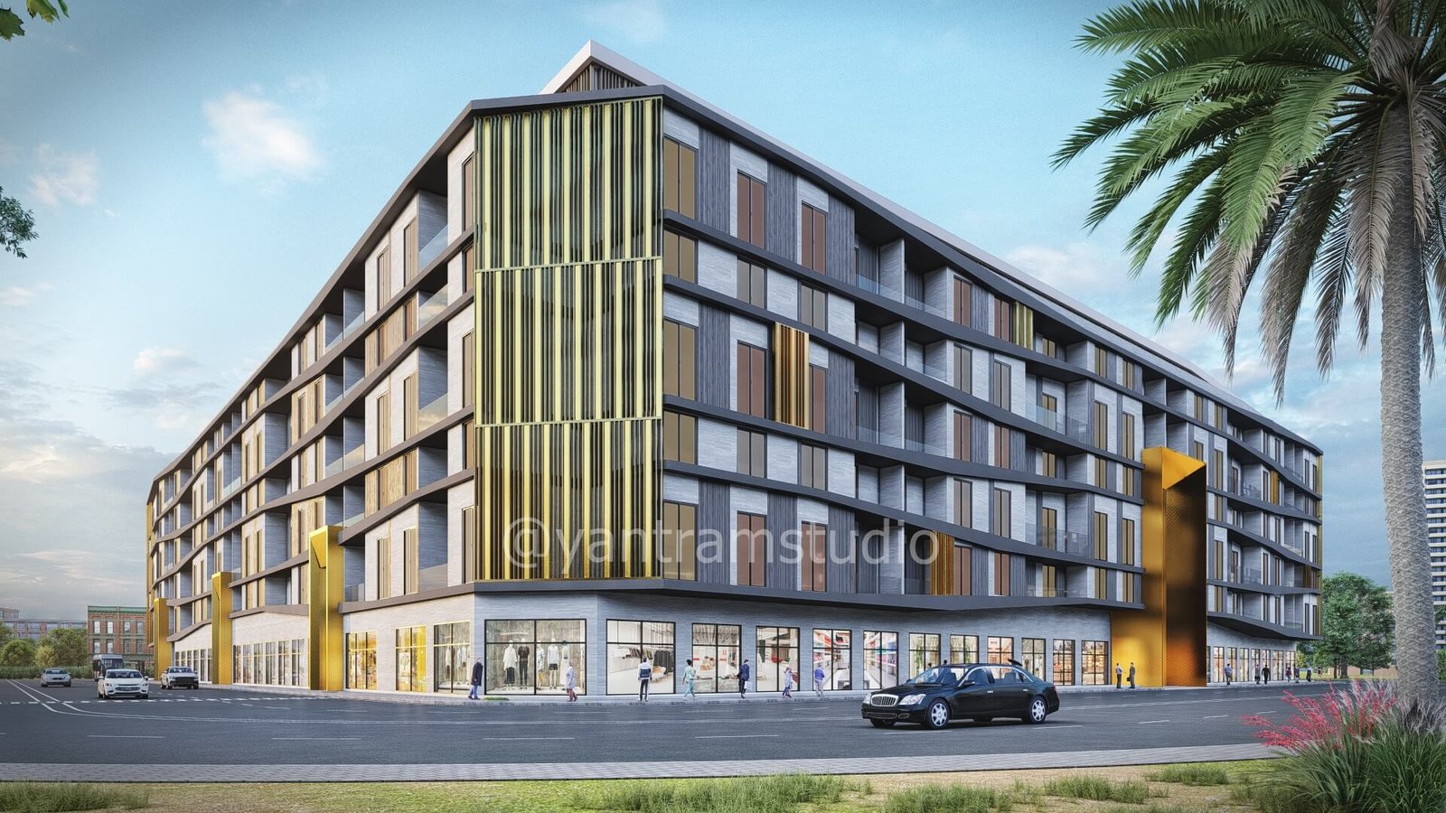 Where Design Meets Detail 3D Rendering of a Modern Commercial Residential Complex