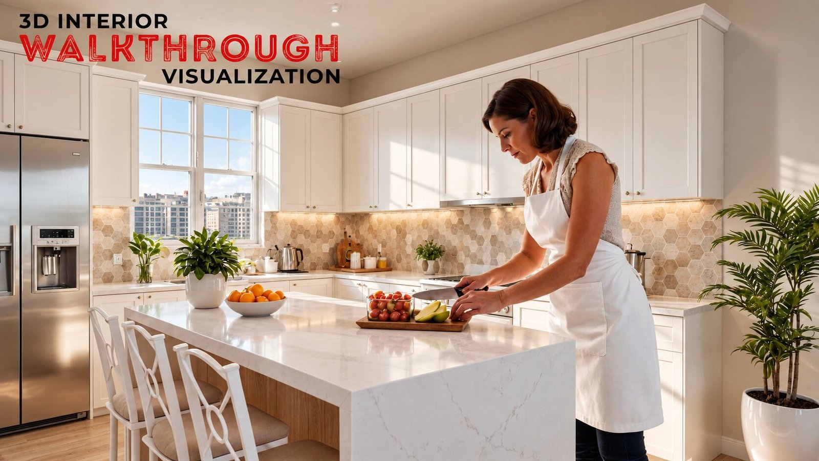 3D walkthrough visualization of a kitchen — Modern Kitchen Interior Visualization