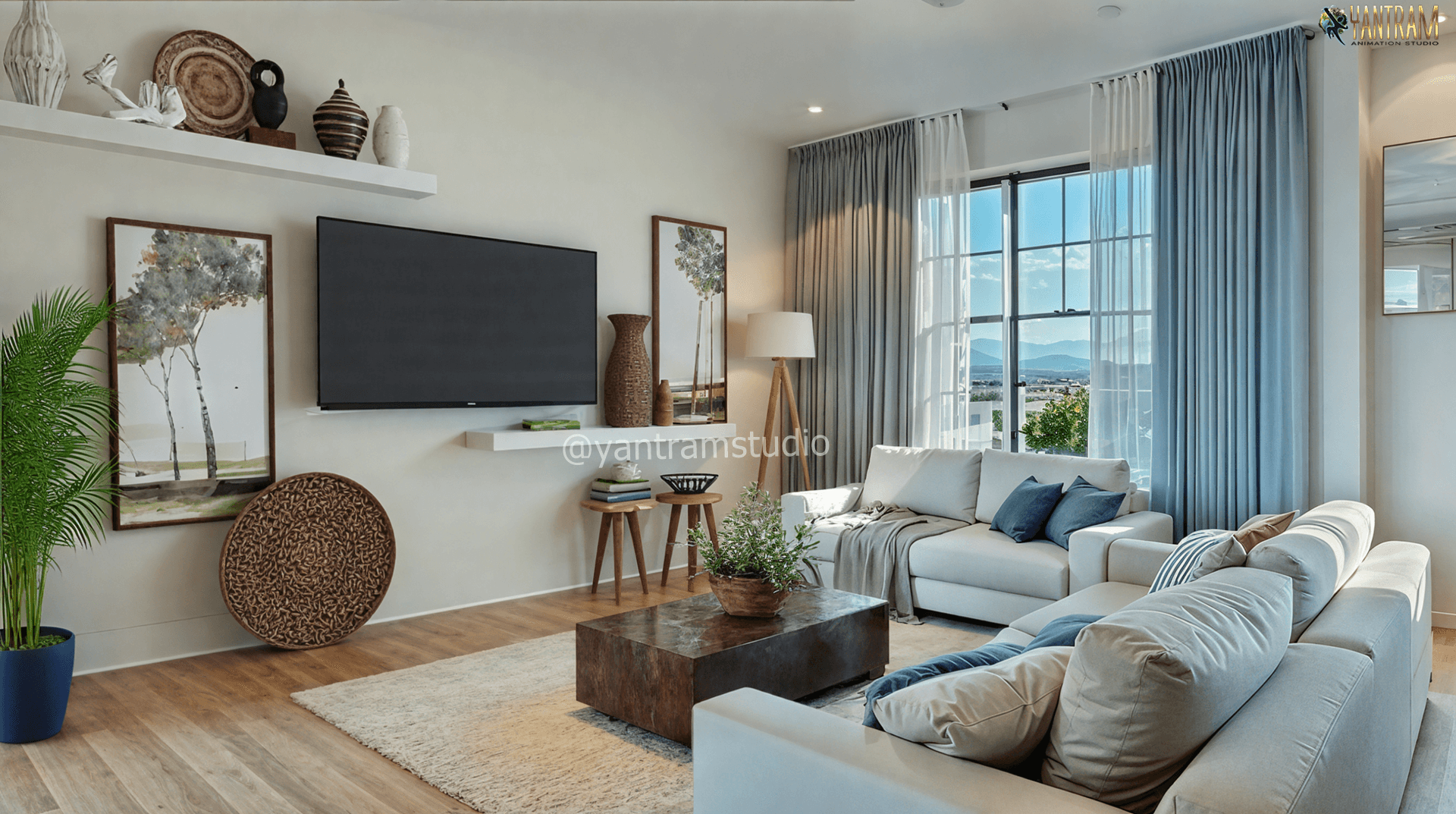 Elegant Living Spaces Brought to Life 3D Interior Rendering Studio for Stunning Living Room Designs