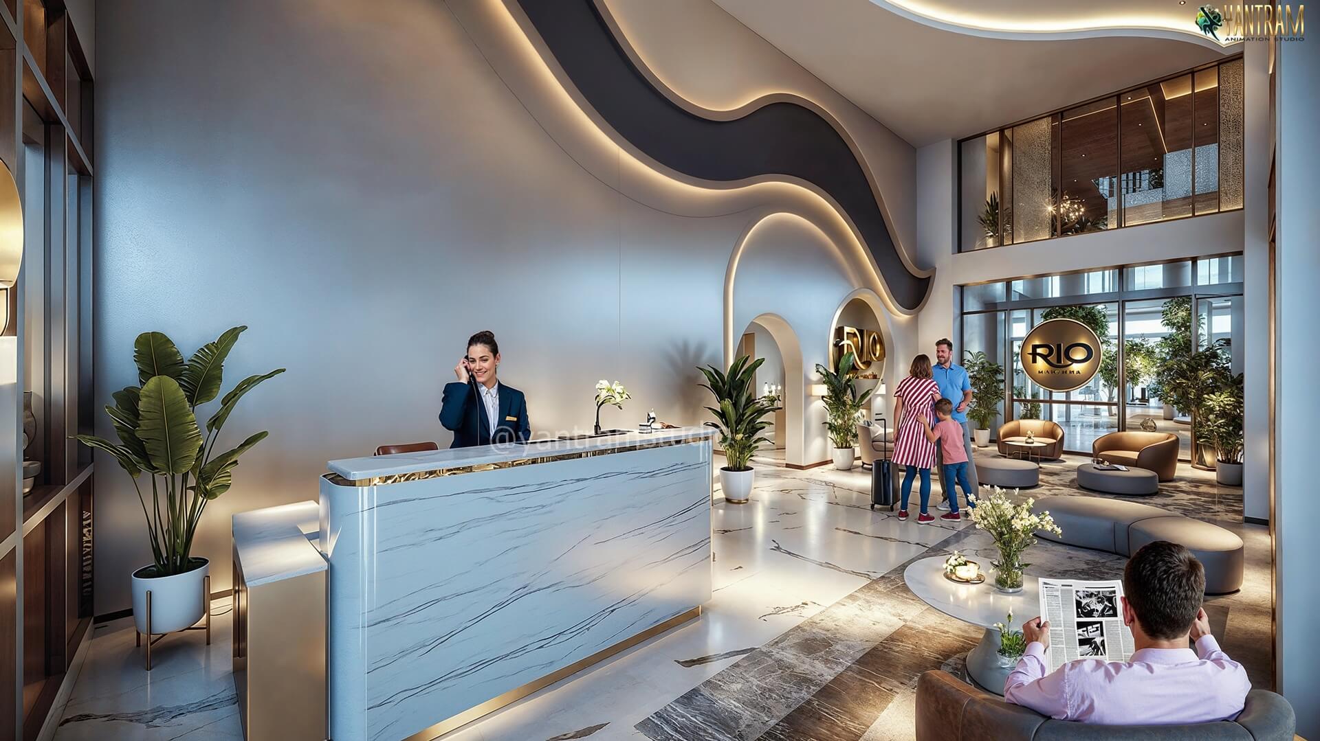 Grand Entrances 3D Interior Design Rendering Services That Redefine Lobby Spaces with Style and Sophistication