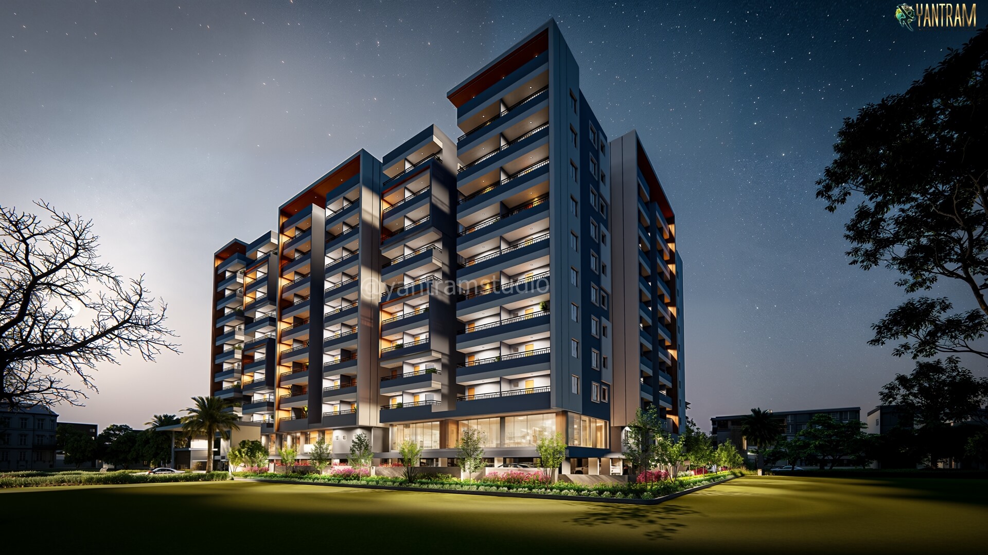Stunning Balcony Views by 3D Exterior Visualization Companies for Modern Apartment