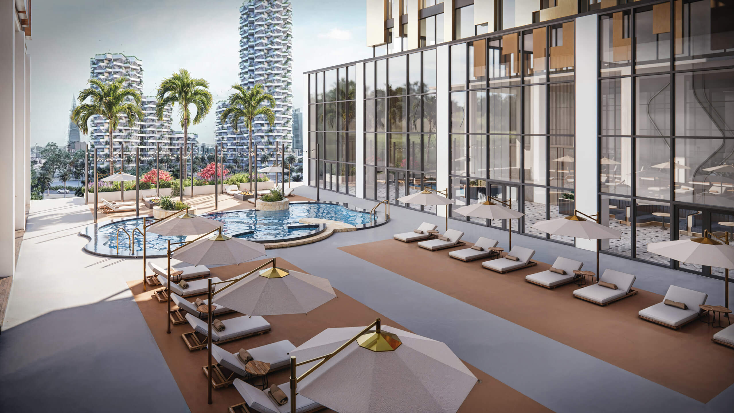 Luxury 3D Exterior Rendering stunning Poolside Design Visual for Modern Spaces