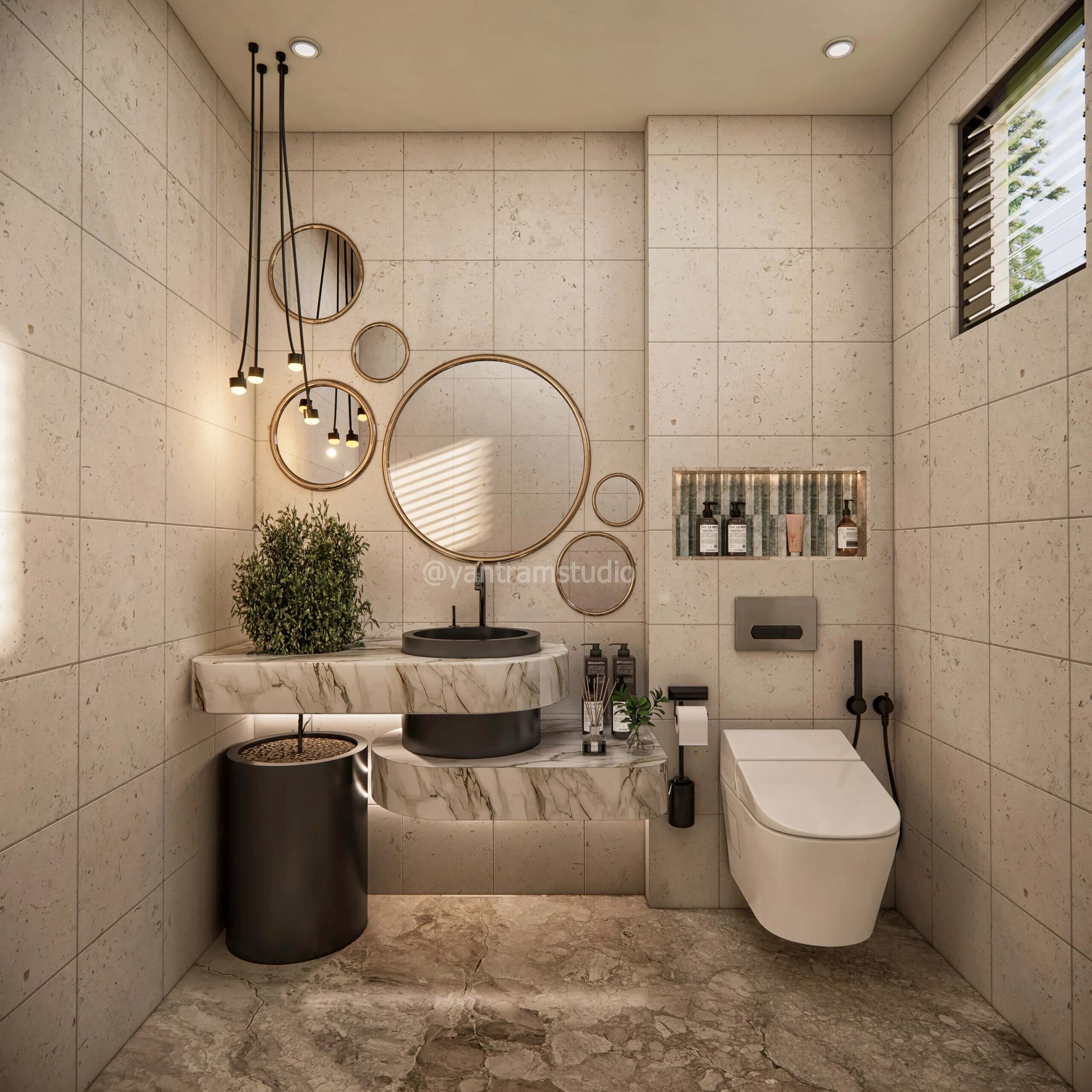 Modern Powder Room Makeover by Yantram Studio 3D Interior Rendering Modern Powder Room Makeover by Yantram Studio 3D Interior Rendering