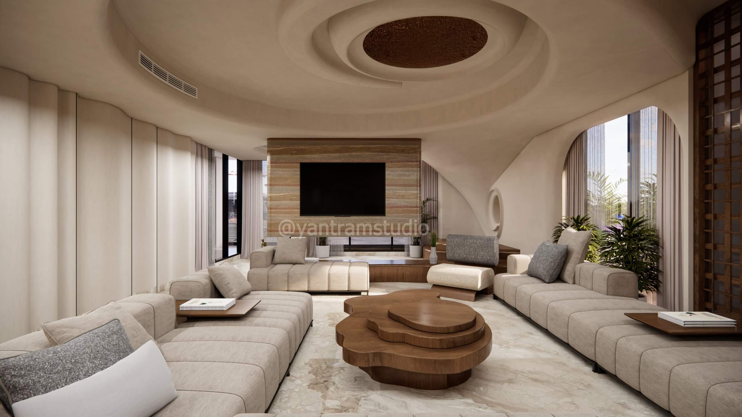elegant open plan living room 3d render yantram studio
