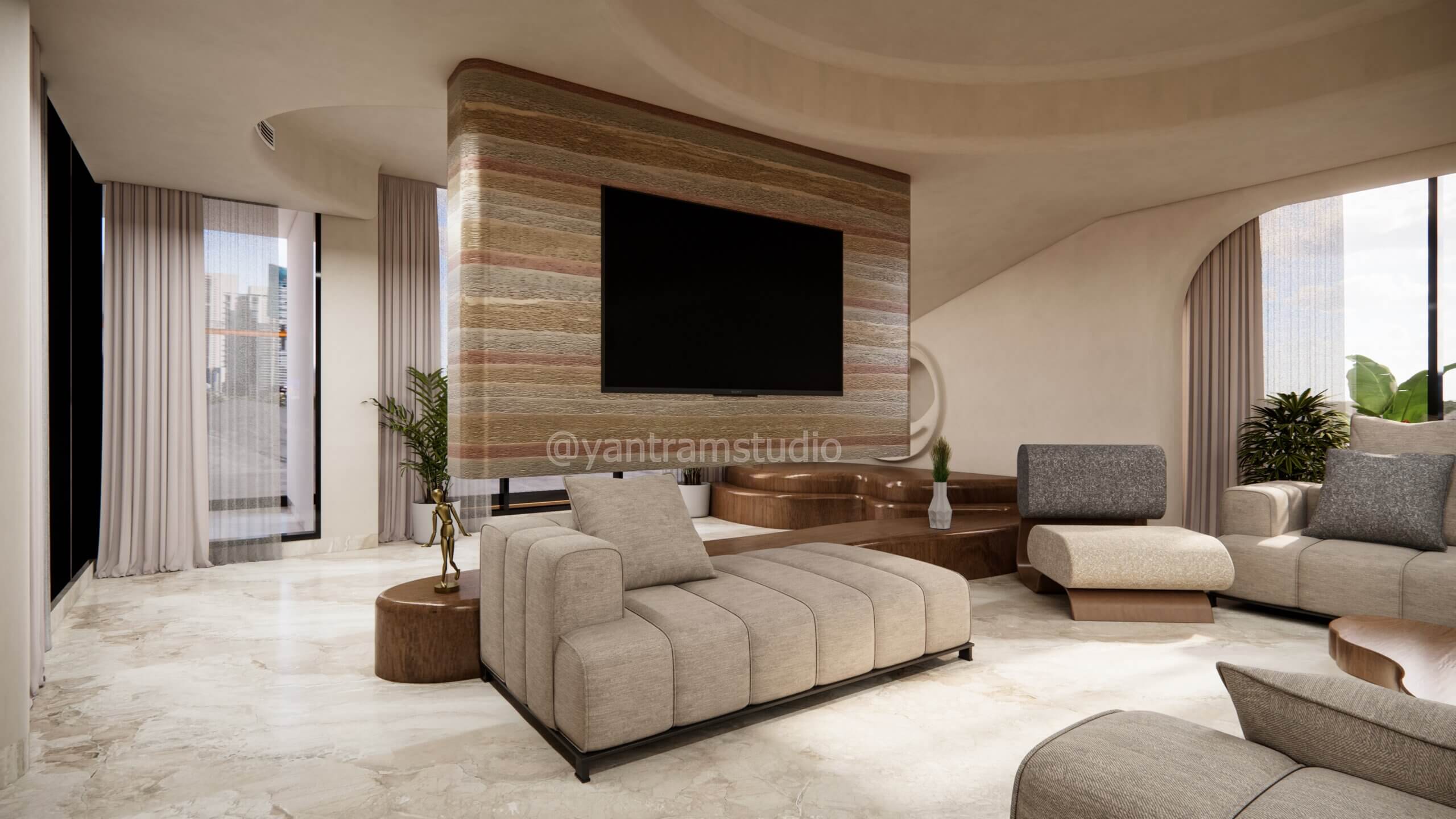 luxury apartment interior with curved staircase and modern furniture luxury apartment interior with curved staircase and modern furniture