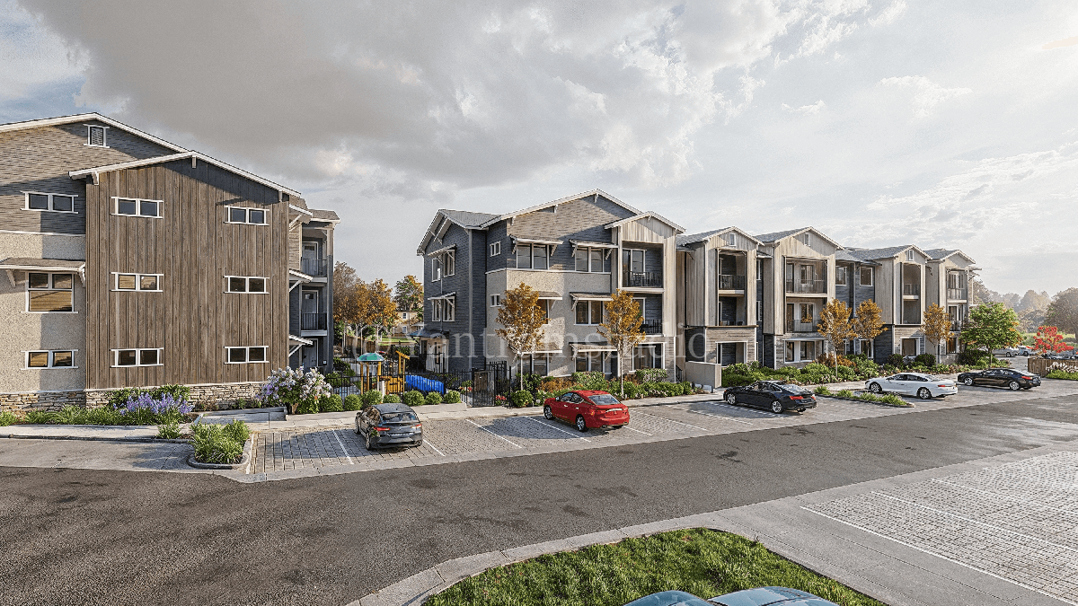 Modern Apartment Building Visualization 3D Exterior Modelling for Parking Planning & Plantation Design