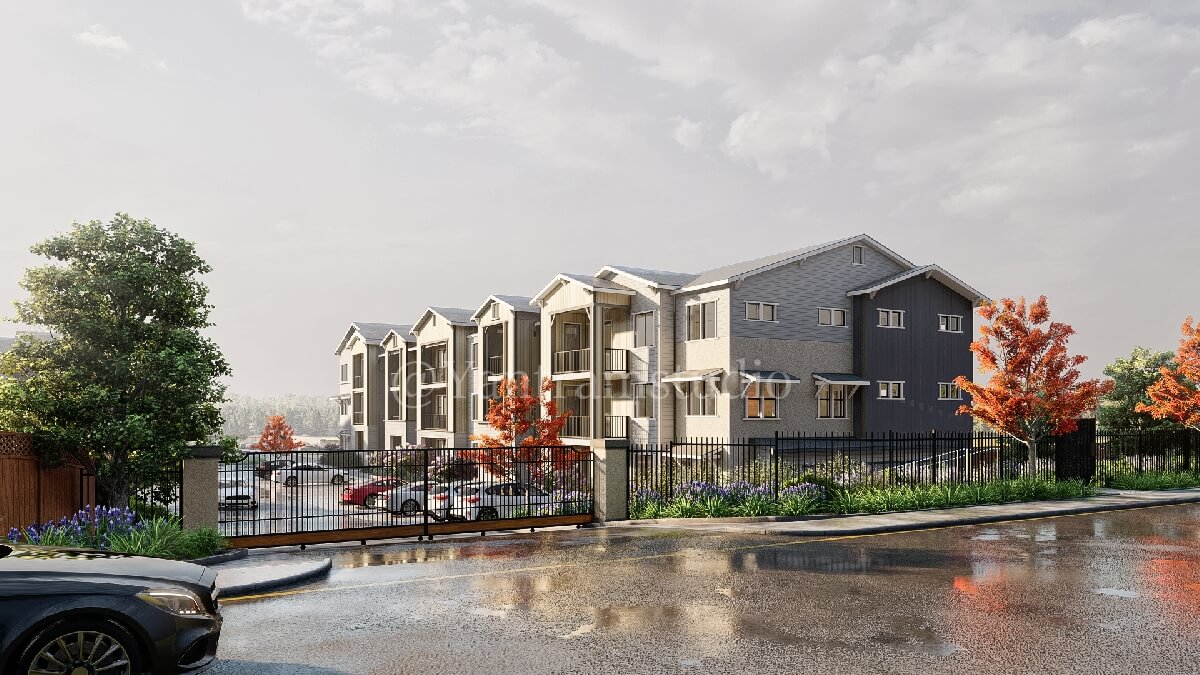 Premium Exterior Rendering Services for Modern Buildings Side View Architecture, Parking Design & Morning Light Rendering