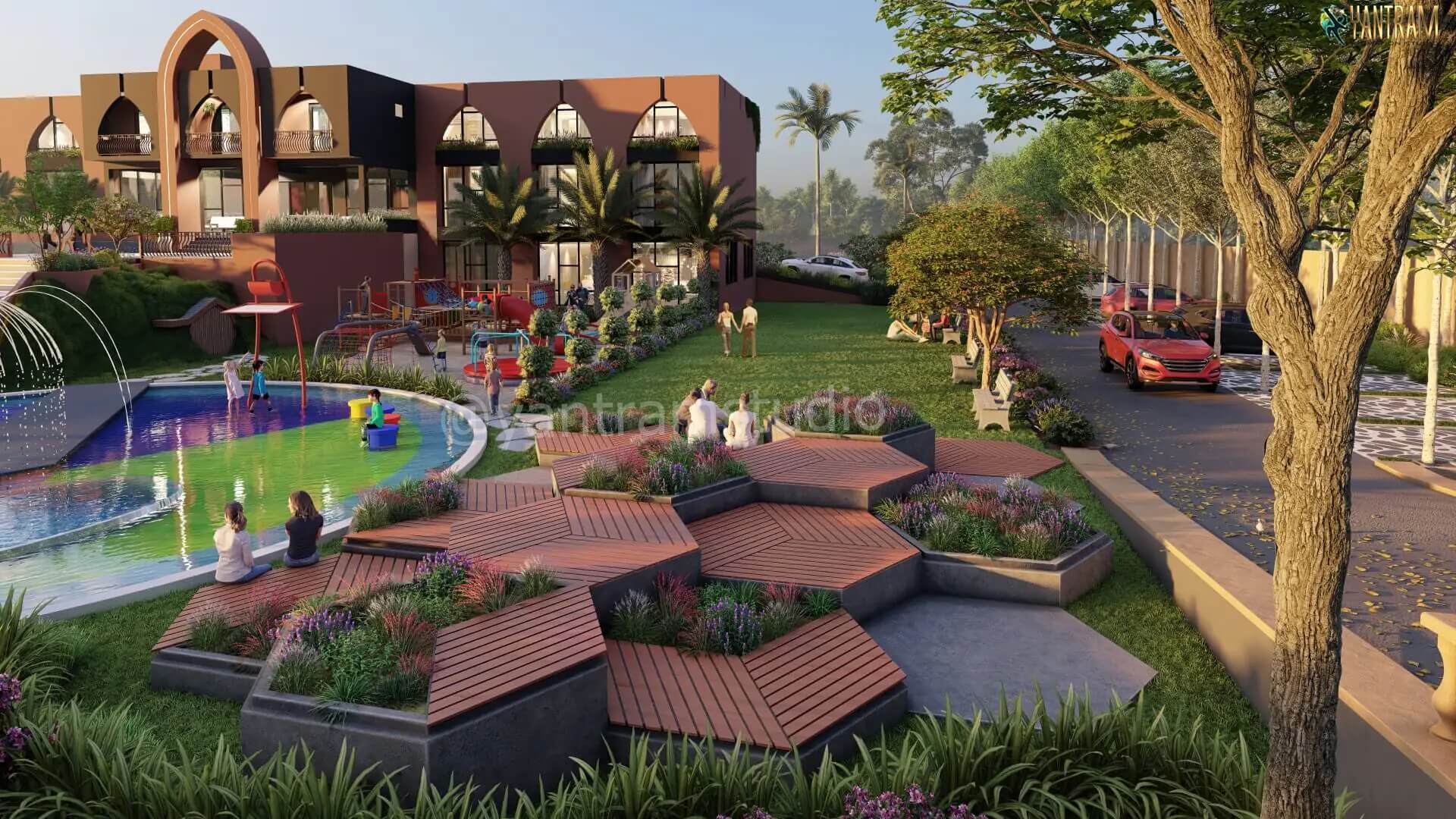 Vibrant Urban Park with Modern Architecture Play Area Water Features and Relaxing Green Spaces.jpg