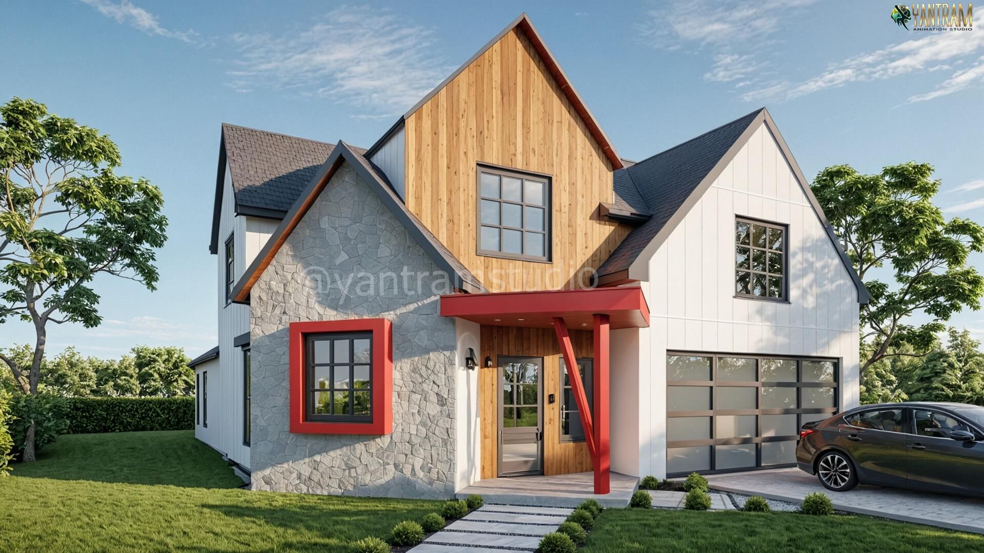 Modern Suburban Home — Premium 3D Exterior Rendering Services