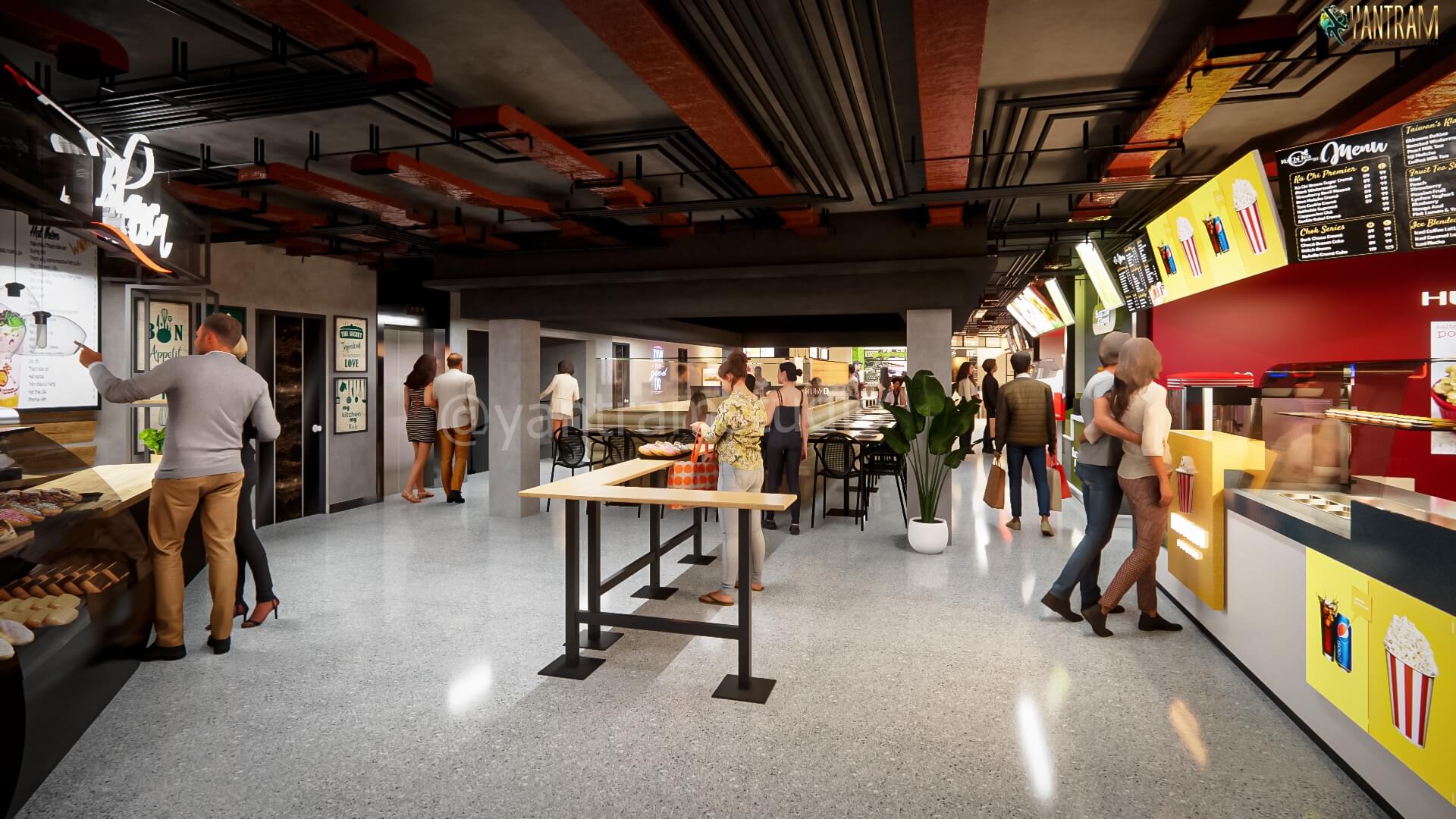 Visualizing Contemporary Food Court Spaces with 3D Interior Rendering