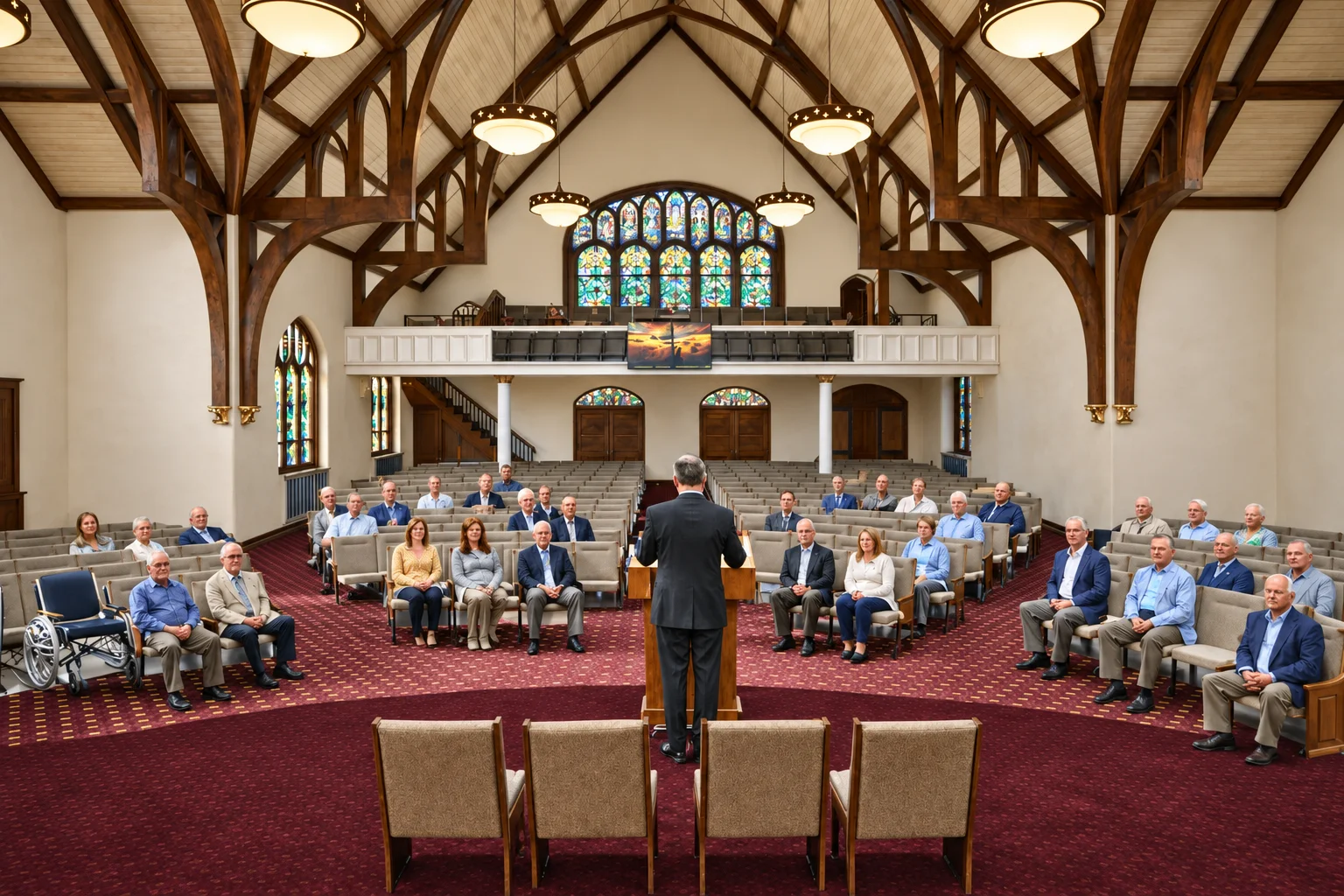 Another church interior view during a sermon