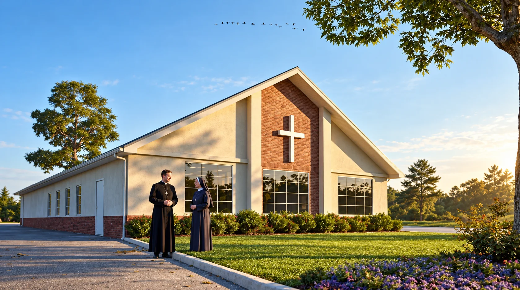 Modern church exterior design — Lighting And Material Studies