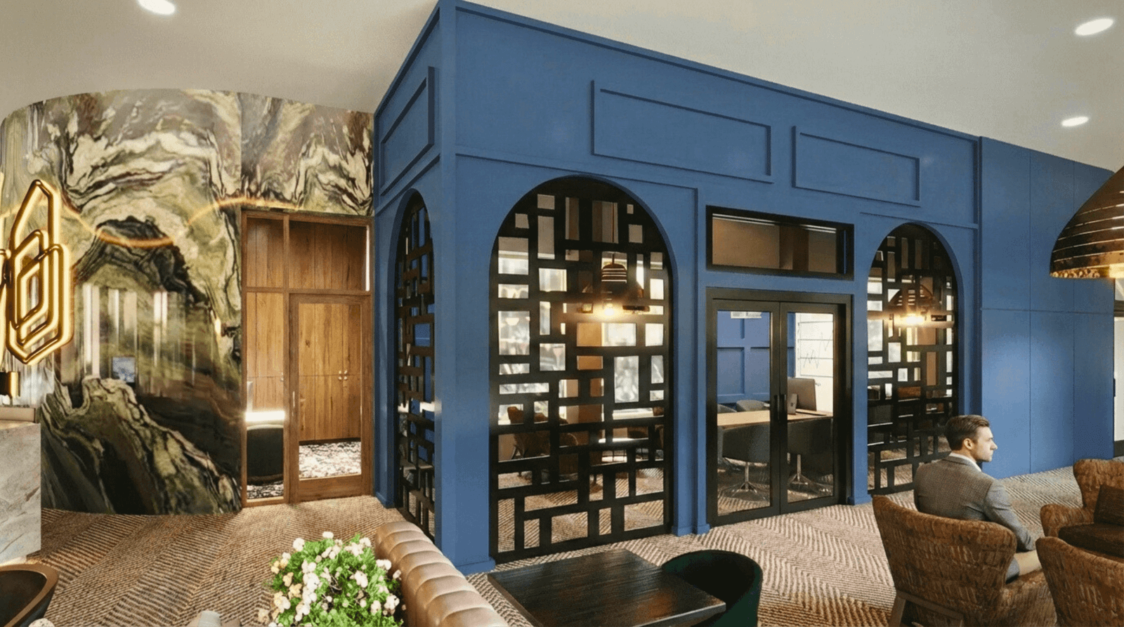 Modern office interior with unique design elements