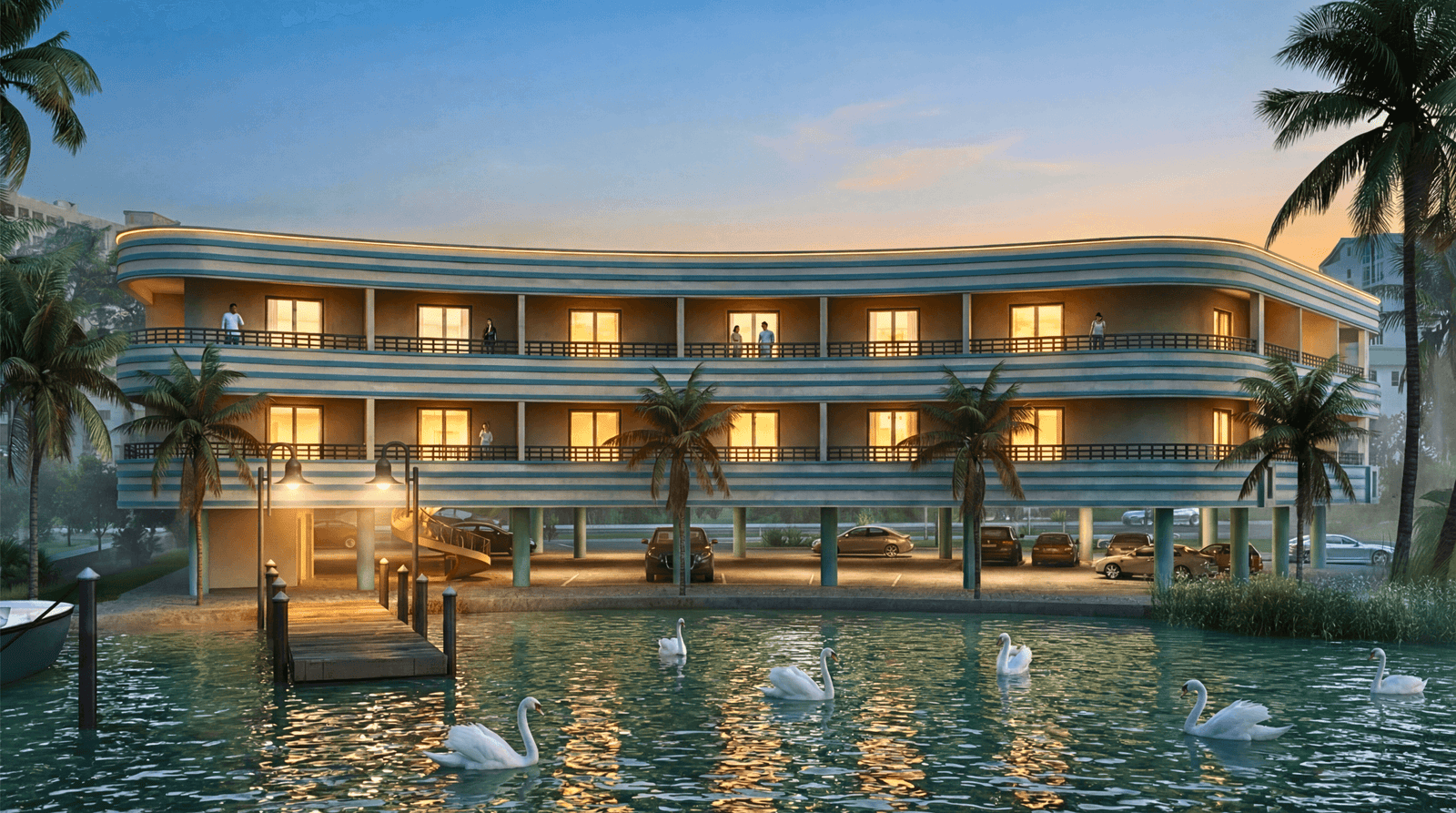 exterior swimming pond roof top