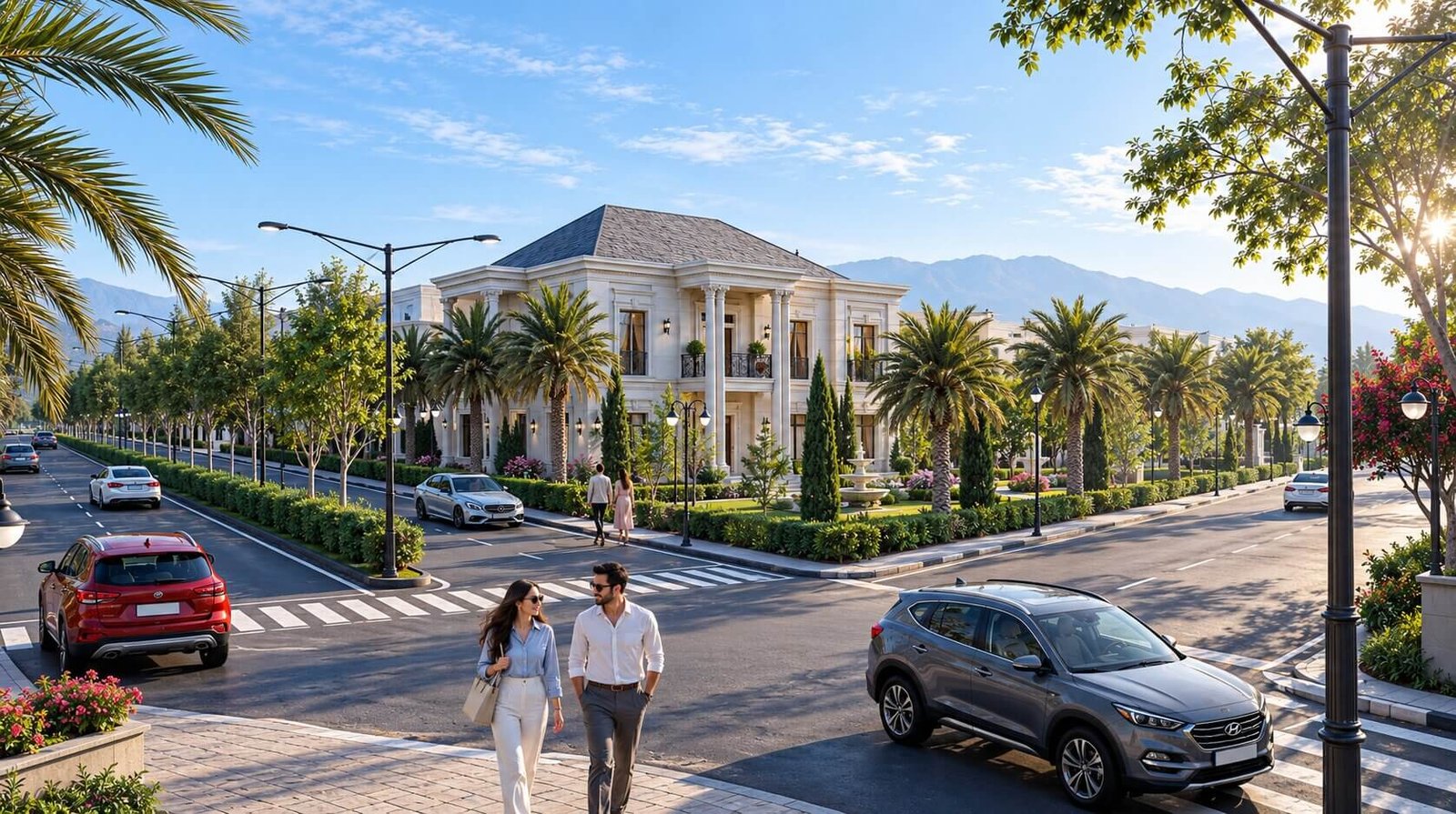 Luxury villa exterior rendering highlighting architectural details. — 3D Township Rendering India