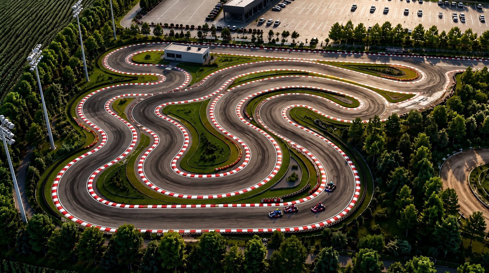 Aerial view of the kart racing track in Bucharest