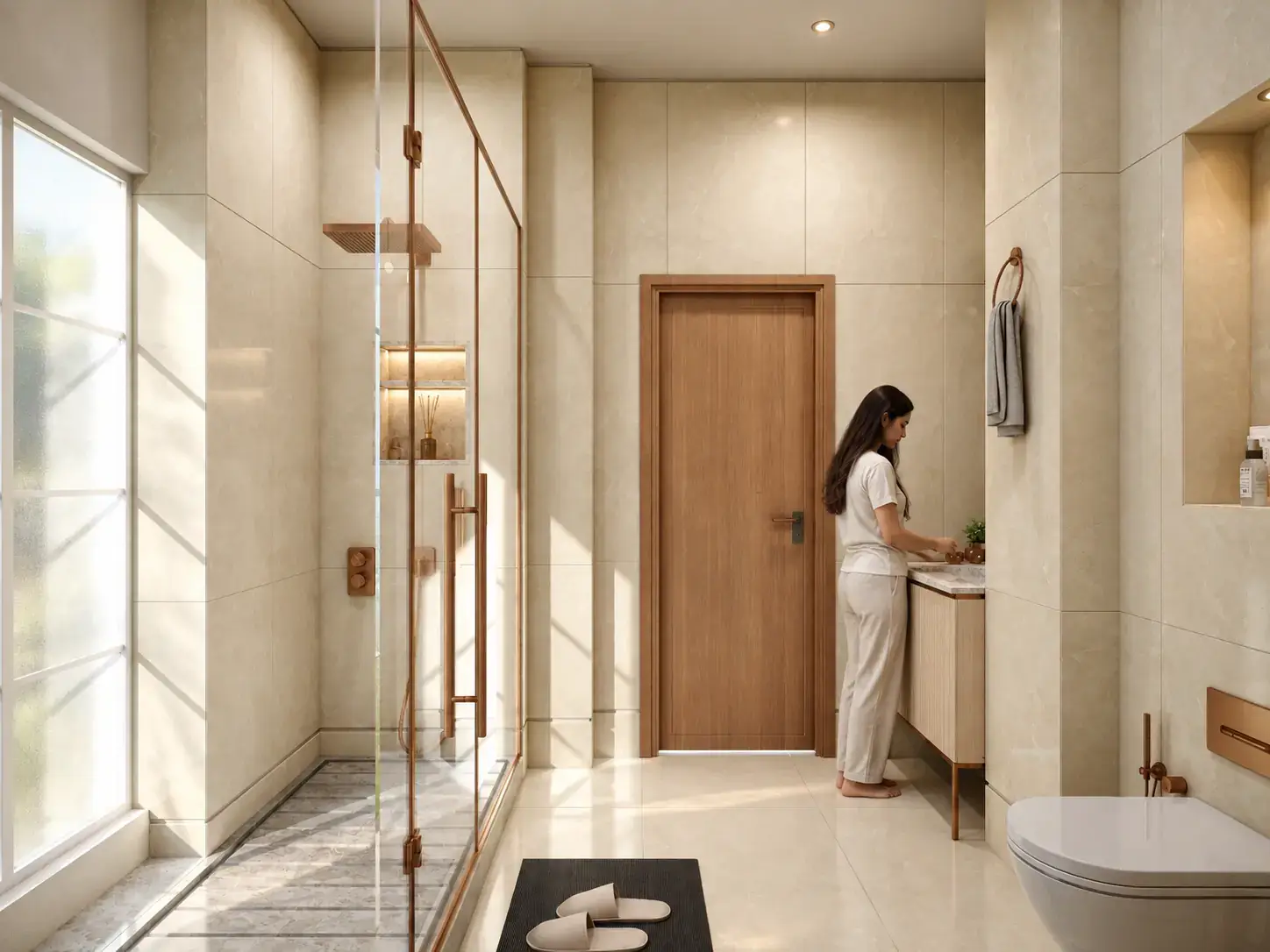 Bedroom with walk-in closet in 3D rendering — Interior Architectural Visualization Wellington