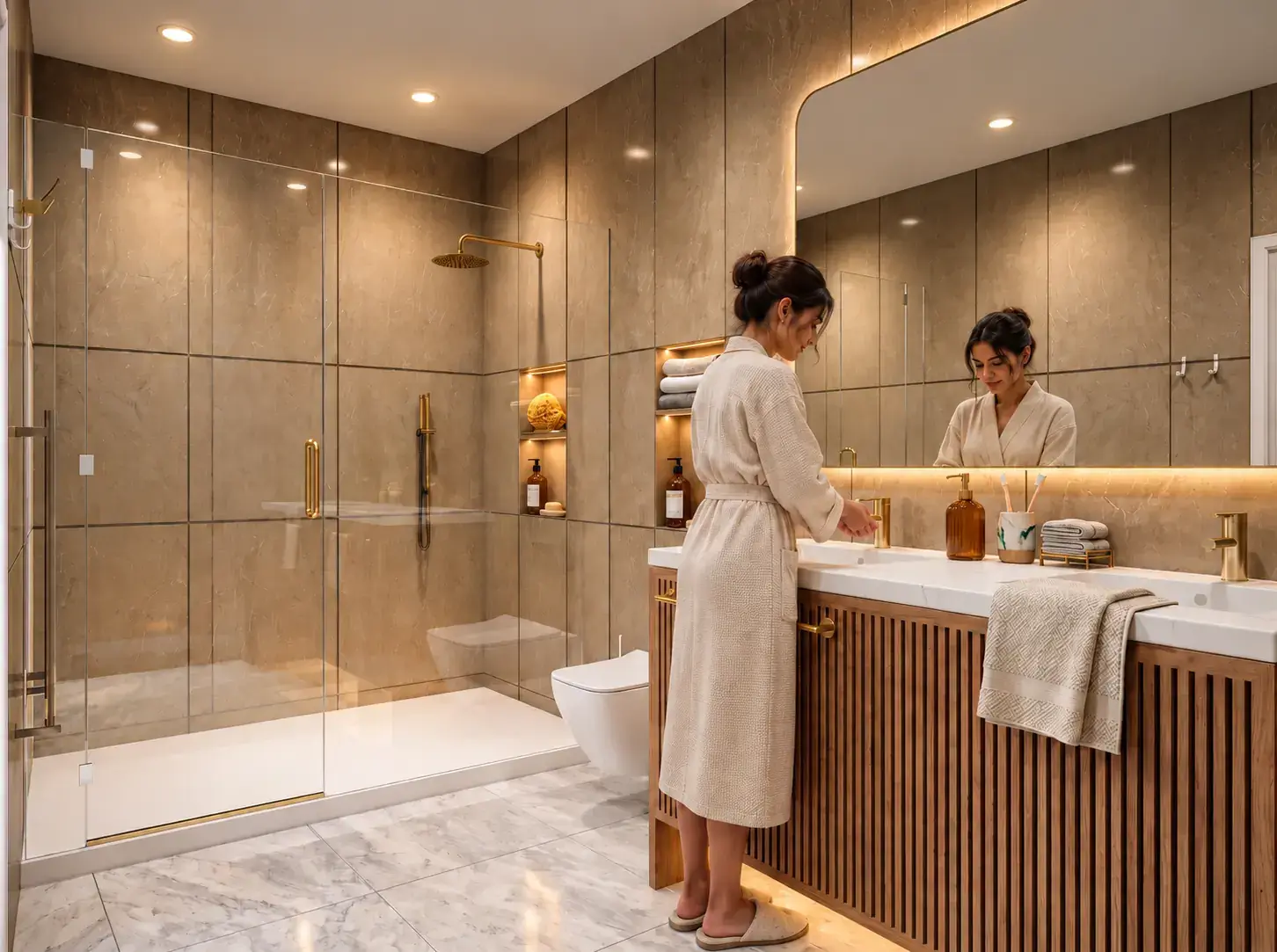 Luxury bathroom design in 3D rendering — 3D Interior Visualization Services Wellington