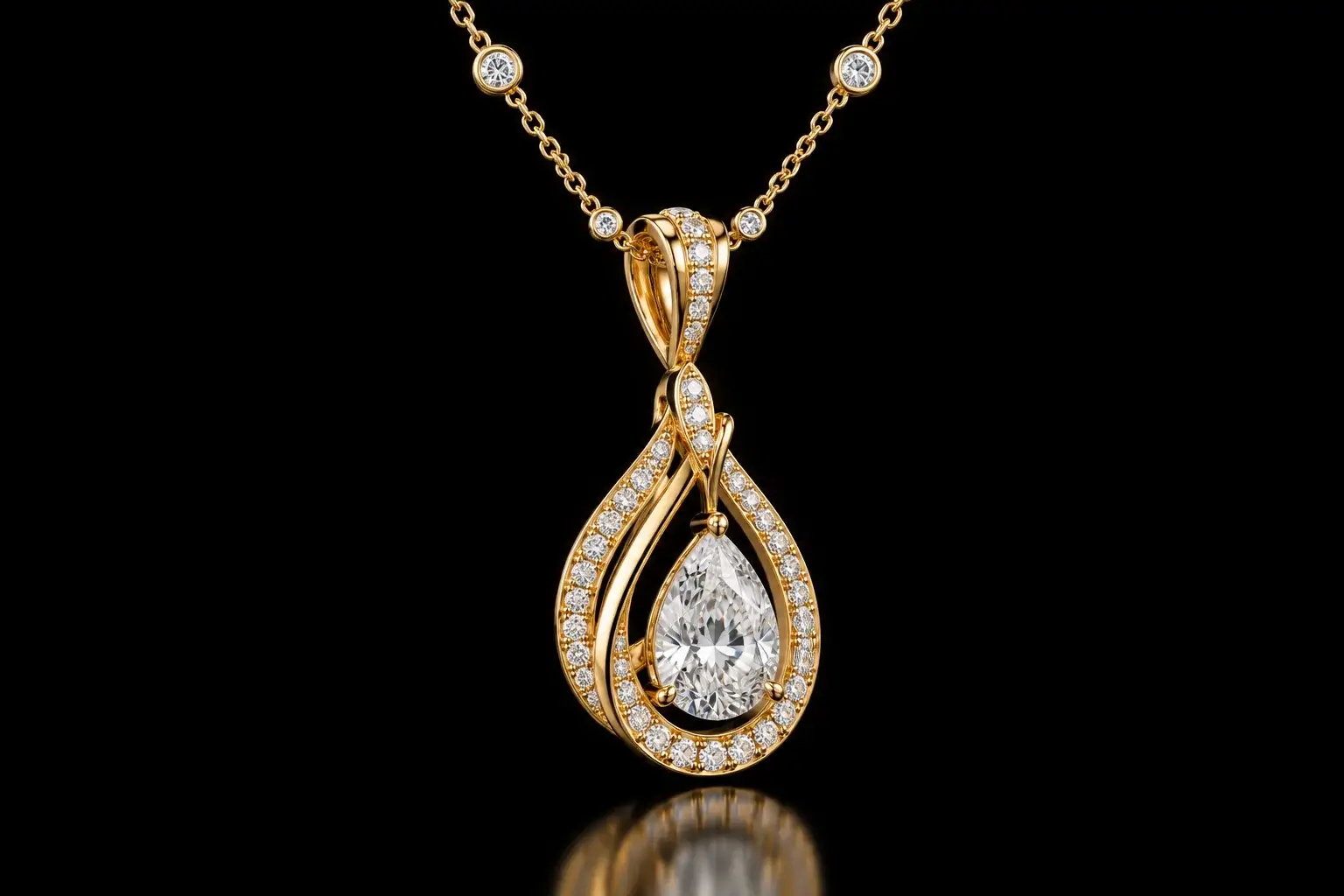 A pearl pendant featuring a teardrop diamond. — 3D Jewellery Product Render Surat