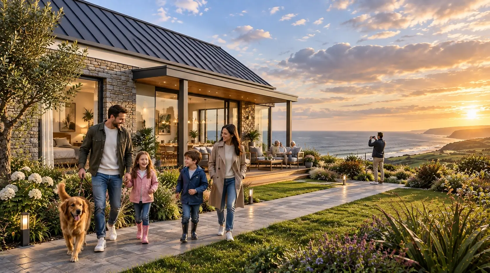 Luxury coastal house exterior rendering in Ireland
