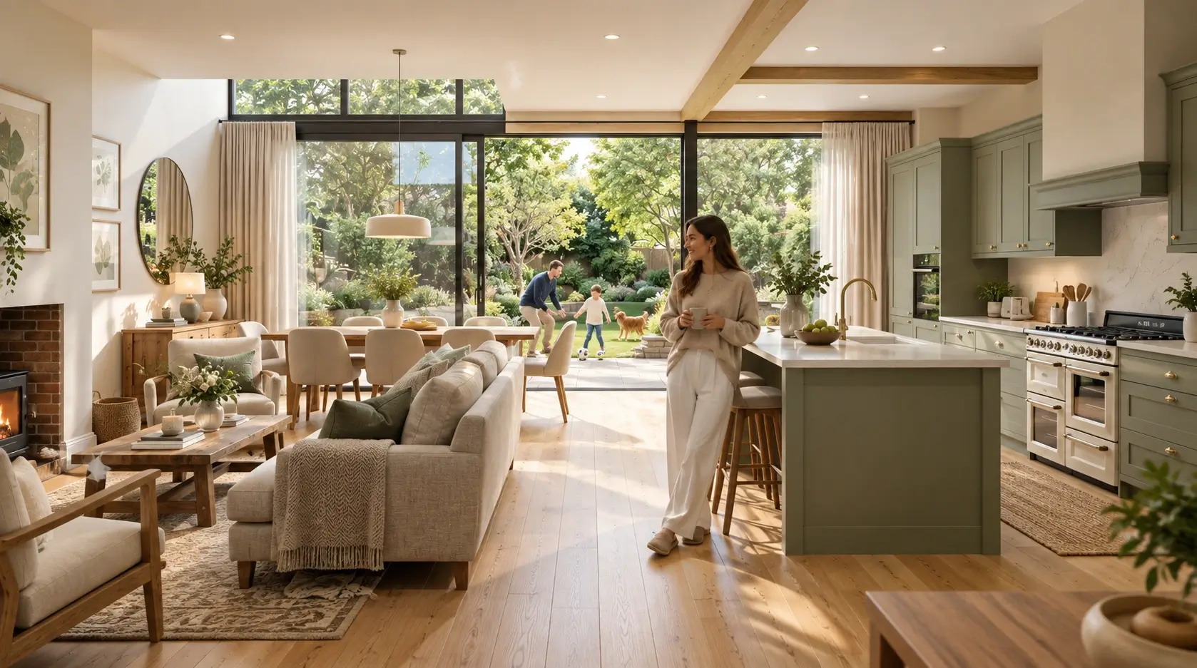 Open plan living kitchen interior rendering — House Exterior Rendering Dublin
