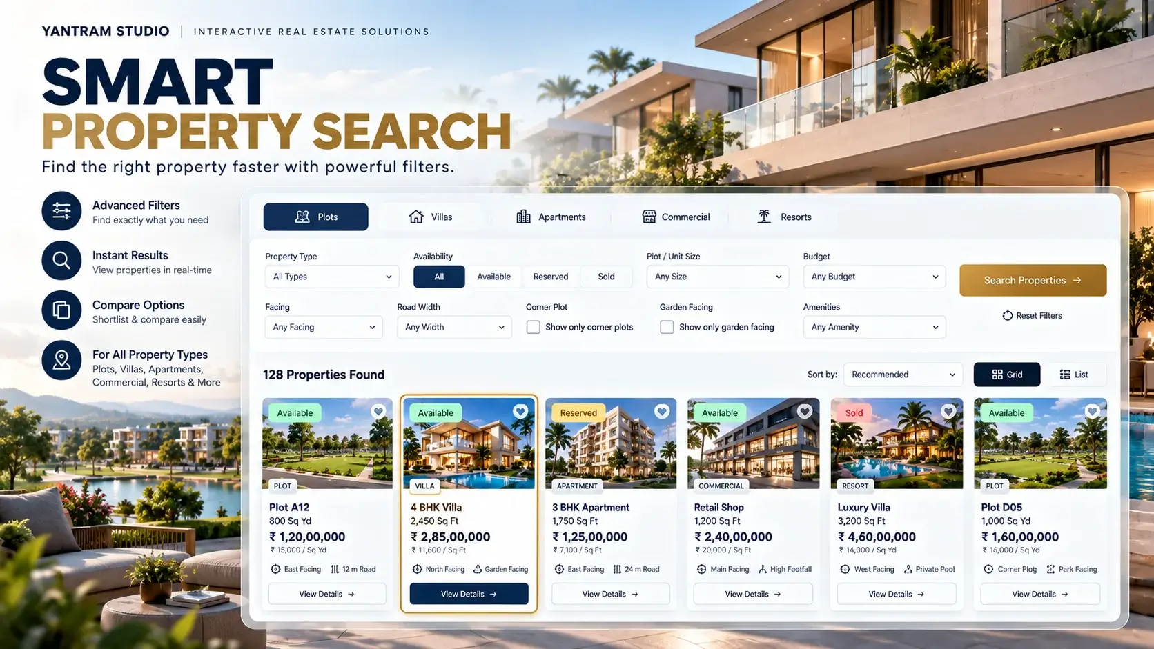 Smart property search feature with filters