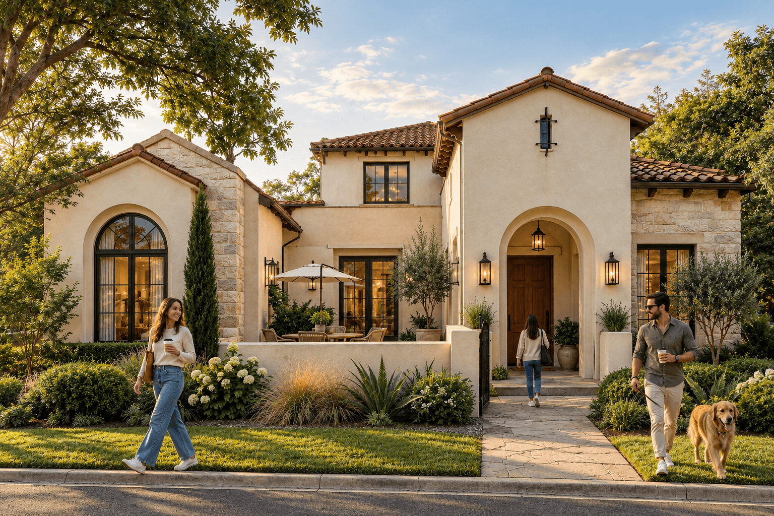 Mediterranean villa courtyard rendering in Dallas — Photorealistic House Exterior Renders Dallas