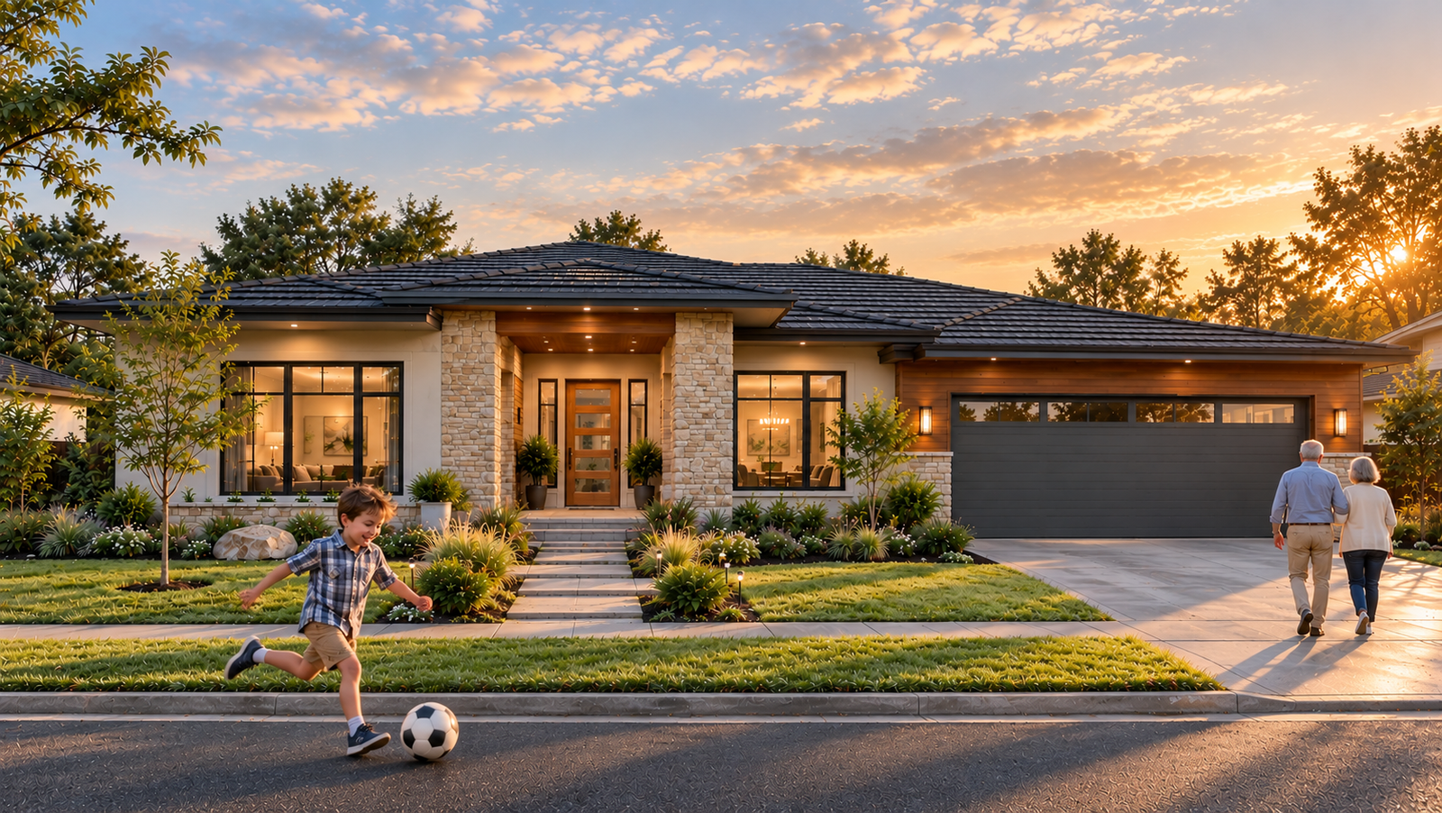 modern villa in Dallas: 3d House Exterior Rendering From Plans to Photoreal