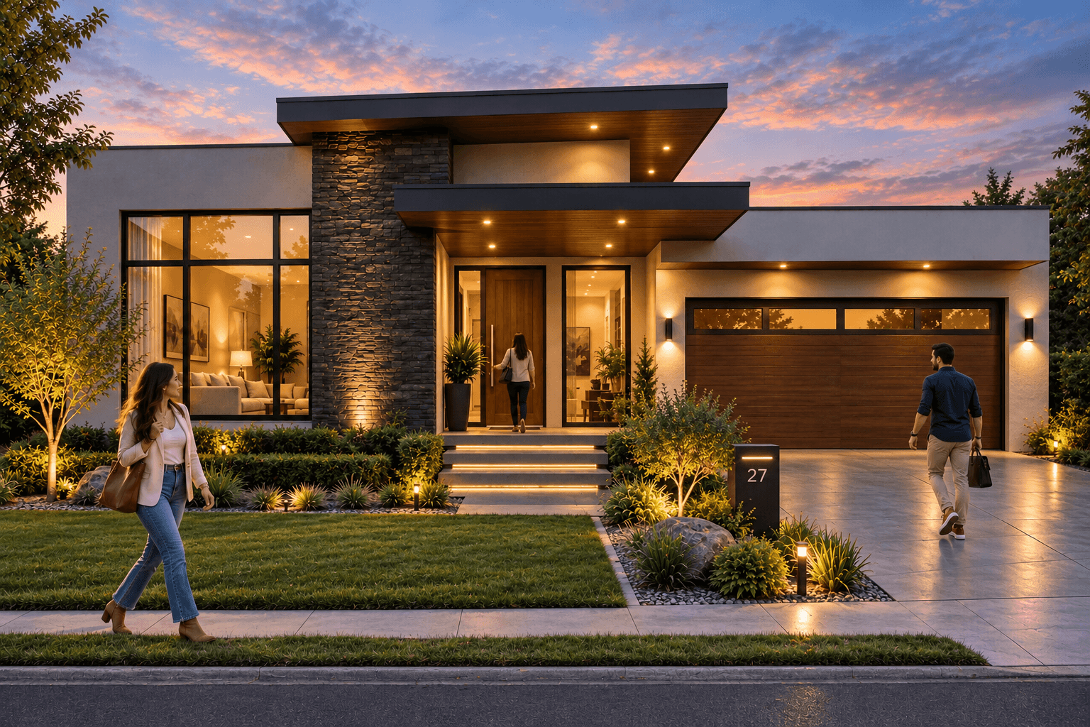 Modern twilight home 3D exterior rendering in Dallas — House Exterior Rendering Company In Dallas